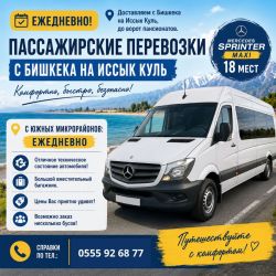 Ежедневно! Доставляем с Бишкека на Иссык Куль, до ворот пансионатов. Mercedes Sprinter