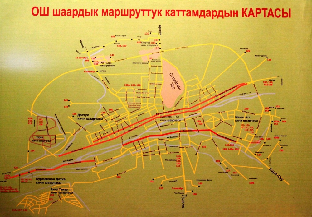 Карта киргизии с достопримечательностями